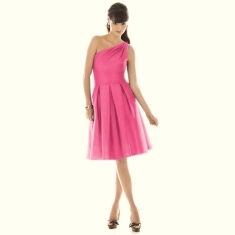NWT ALFRED SUNG | Women’s Papaya Pink Single Shoulder Cocktail Style Party Dress